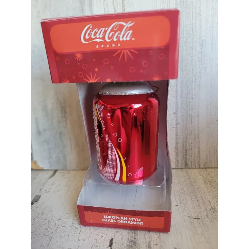 Vintage European glass coke can ornament Xmas glitter‎ soda